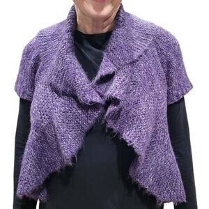 Decree Women's Purple Metallic Shrug Cardigan Sweater Sz Medium Wool Blend Cozy